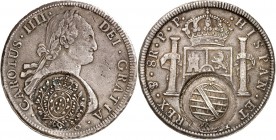 BRASILIEN. 
Portugiesisch. 
Joao, Principe Regente 1799-1818. 960 Reis 1814 Bahia, Überprägung eines 8 Reales v.1798 Potosi. Gomes&nbsp; 31.08, KM&n...