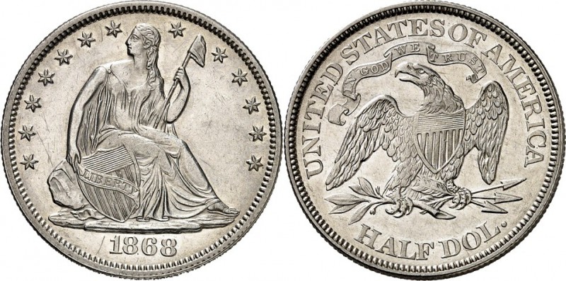 USA.
KURSMÜNZEN.
USA seit 1776. Half Dollar 1868 Seated liberty. KM&nbsp; 99. ...