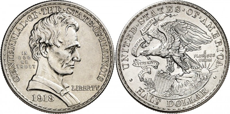 USA.
GEDENKMÜNZEN.
Half Dollar 1918 Lincoln Illinois. KM&nbsp; 143. .

vz