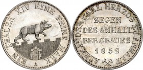 Anhalt-Bernburg. 
Alexander Carl 1834-1863. Taler 1852 Ausbeute. AKS&nbsp; 16, J.&nbsp; 66, Th.&nbsp; 3. . 

vz