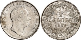 Baden. 
Leopold 1830-1852. 1/2 Gulden 1838. AKS&nbsp; 97, J.&nbsp; 55. . 

ss