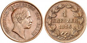 Baden. 
Friedrich I. 1856-1907. Cu-1&nbsp;Kreuzer 1856. AKS&nbsp; 131, J.&nbsp; 74. . 

vz