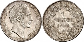 Bayern. 
Maximilian II. 1848-1864. Gulden 1853. AKS&nbsp; 151, J.&nbsp; 82. . 

l.Haarriss,vz
