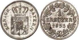 Bayern. 
Maximilian II. 1848-1864. Kreuzer 1855. AKS&nbsp; 155, J.&nbsp; 58b. . 

vz-