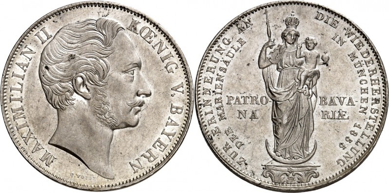 Bayern. 
Maximilian II. 1848-1864. Doppelgulden 1855 Mariensäule. AKS&nbsp; 168...