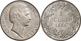Bayern. 
Ludwig II. 1864-1886. Gulden 1866 Kopf ohne Scheitel. AKS&nbsp; 178, J.&nbsp; 103. . 

vz-