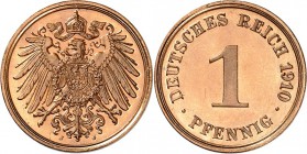 KAISERREICH-Kleinmünzen. 
1 Pfennig 1910 J Cu. Neuer Adler. J.&nbsp; 10. . 

P.P.