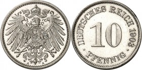 KAISERREICH-Kleinmünzen. 
10 Pfennig 1903 A CuNi. Neuer Adler. J.&nbsp; 13. . 

P.P.