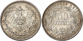 KAISERREICH-Kleinmünzen. 
50&nbsp;Pfennig 1896A Neuer Adler. J.&nbsp; 15. . 

vz