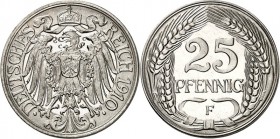 KAISERREICH-Kleinmünzen. 
25&nbsp;Pfennig 1910F CuNi. J.&nbsp; 18. . 

P.P.