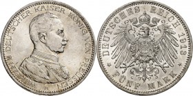 KAISERREICH. 
PREUSSEN, Königreich. 
5 Mark 1913 Wilhelm II. in Uniform. J.&nbsp; 114. . 

vz/St