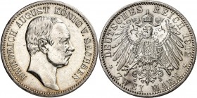 KAISERREICH. 
SACHSEN, Königreich. 
2 Mark 1912 Friedrich August III. J.&nbsp; 134. . 

ss/vz