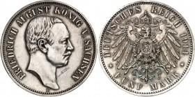 KAISERREICH. 
SACHSEN, Königreich. 
5 Mark 1914 Friedrich August III. J.&nbsp; 136. . 

l.Kratzer,vz1764101