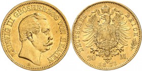 REICHSGOLD. 
HESSEN. 
20 Mark 1873 Ludwig III./Alter Adler. J.&nbsp; 214. . 

vz