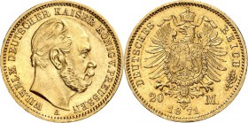 REICHSGOLD. 
PREUSSEN. 
20 Mark 1871A Wilhelm I. J.&nbsp; 243 1.Reichsmünze. . 

vz