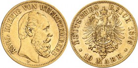 REICHSGOLD. 
WÜRTTEMBERG. 
10 Mark 1876 Karl / Alter Adler. J.&nbsp; 292. . 

ss