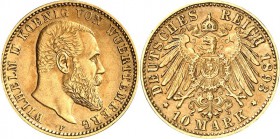 REICHSGOLD. 
WÜRTTEMBERG. 
10 Mark 1893 Wilhelm II. J.&nbsp; 295. . 

ss-vz