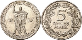WEIMARER REPUBLIK. 
GEDENKMÜNZEN. 
5 Reichsmark 1925E Rheinland. J.&nbsp; 322. . 

vz+1844602