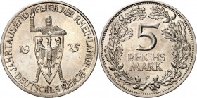 WEIMARER REPUBLIK. 
GEDENKMÜNZEN. 
5 Reichsmark 1925F Rheinland. J.&nbsp; 322. . 

vz