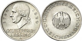 WEIMARER REPUBLIK. 
GEDENKMÜNZEN. 
3 Reichsmark 1929A Lessing. J.&nbsp; 335. . 

vz-St1844613