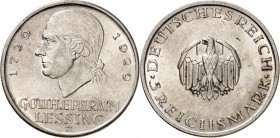 WEIMARER REPUBLIK. 
GEDENKMÜNZEN. 
5 Reichsmark 1929J Lessing. J.&nbsp; 336. . 

vz