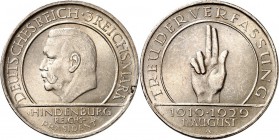 WEIMARER REPUBLIK. 
GEDENKMÜNZEN. 
3 Reichsmark 1929A Verfassung. J.&nbsp; 340. . 

l.Rf.,vz