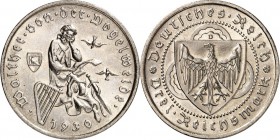 WEIMARER REPUBLIK. 
GEDENKMÜNZEN. 
3 Reichsmark 1930 D Vogelweide. J.&nbsp; 344. . 

St-
