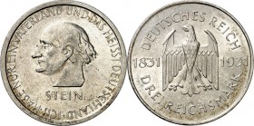 WEIMARER REPUBLIK. 
GEDENKMÜNZEN. 
3 Reichsmark 1931A Frh. v. Stein. J.&nbsp; 348. . 

vz-1844640