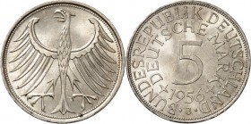 BUNDESREPUBLIK. 
KURSMÜNZEN. 
AUFSCHRIFT BUNDESREPUBLIK. 5 DM 1956 J. J. 387. . 

St-