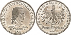 BUNDESREPUBLIK. 
GEDENKMÜNZEN in Ag 5 DM. 
5 DM 1953F Schiller. J.&nbsp; 389. . 

berieben,vz