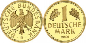 BUNDESREPUBLIK. 
GEDENKMÜNZEN in GOLD. 
1 Mark 2001&nbsp;D. J.&nbsp; 481. . 

im Etui, St