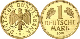 BUNDESREPUBLIK. 
GEDENKMÜNZEN in GOLD. 
1 Mark 2001&nbsp;G. J.&nbsp; 481. . 

im Etui, St