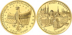 BUNDESREPUBLIK. 
GEDENKMÜNZEN in GOLD. 
100 Euro 2004&nbsp;D Bamberg. J.&nbsp; 509. . 

im Etui, St