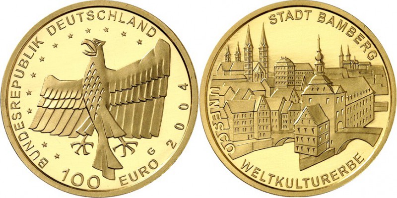 BUNDESREPUBLIK. 
GEDENKMÜNZEN in GOLD. 
100 Euro 2004&nbsp;G Bamberg. J.&nbsp;...