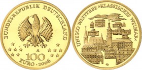 BUNDESREPUBLIK. 
GEDENKMÜNZEN in GOLD. 
100 Euro 2006&nbsp;A Weimar. J.&nbsp; 524. . 

im Etui, St