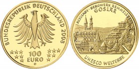 BUNDESREPUBLIK. 
GEDENKMÜNZEN in GOLD. 
100 Euro 2008&nbsp;D Goslar. J.&nbsp; 538. . 

im Etui, St