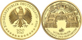 BUNDESREPUBLIK. 
GEDENKMÜNZEN in GOLD. 
100 Euro 2010&nbsp;D Würzburg. J.&nbsp; 555. . 

im Etui, St