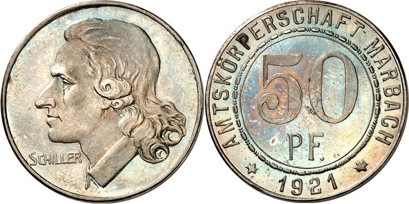 STÄDTENOTMÜNZEN UND /-MARKEN. 
STÄDTE. 
Marbach (Württ.), Amtskörperschaft. 50...