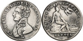 ALTDEUTSCHE LÄNDER und ADEL, 1806-1918. 
PREUSSEN Kgr.. 
Friedrich Wilhelm III. (1797-)1806-1840. Jeton (Spielmarke) o.J. (Sign. L, Lauer). Brb. n.l...