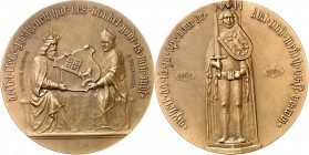 DEUTSCHE STÄDTE. 
BREMEN. Medaille 1904 (b.&nbsp;Wilkens) auf 500&nbsp;Jahre Bremer Roland. Karl d.&nbsp;Große u. hl. Willehad halten d. Bremer Stadt...