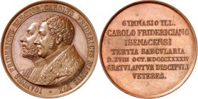 DEUTSCHE STÄDTE. 
EISENACH. Medaille 1844 (v. Helfricht) a.d. 300 jähr. Jubiläum des Gymnasiums. Brustb. Johann Friedrich u. Karl Friedrich n.l./ 7 Z...