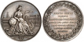 DEUTSCHE STÄDTE. 
HAMBURG. Medaille 1841 (v. H. Lorenz, b. Loos) a.d. Einweihung d. neuen Börse. Hammonia sitzt auf Globus mit Schiffsheck, Anker u. ...