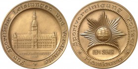 DEUTSCHE STÄDTE. 
HAMBURG. Medaille 1936 der Sportvereinigung der Polizei für sportl. Leistungen u. Verdienste. Ansicht d. Rathauses, darunter HIMMEL...