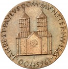 DEUTSCHE STÄDTE. 
MÜNSTER. Medaille 1965 (v. A.Blum-Paulmichl) 700 J. Dom zu Münster, Frontansicht, einseitiger Bronzeguss 65 mm Wvz.67 (70 mm). . 
...
