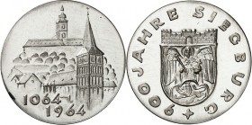 DEUTSCHE STÄDTE. 
SIEGBURG. Medaille 1964 (o.&nbsp;Sign.) a.&nbsp;d. 900jährige Stadtjubiläum. Kirche St. Servatius u. Abtei a.d. Michaelsberg / Stad...