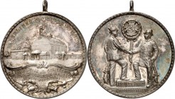 DEUTSCHE STÄDTE. 
SCHÜTZEN - DEUTSCHLAND. 
BERLIN. Medaille 0.J.(um 1909) a.d. Bundesschützenhauses B.-Kaulsdorf./ 2 Schützen unter Stadtschild . Ag...
