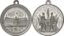 DEUTSCHE STÄDTE. 
SCHÜTZEN - DEUTSCHLAND. 
BREMEN. Medaille 1865 (v.Sebald b.Drentwett) a.d. 2. Dt. Bundesschiessen. Ansicht v.Festhalle u. Gabentem...