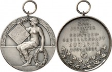 DEUTSCHE STÄDTE. 
SCHÜTZEN - DEUTSCHLAND. 
DURLACH. Medaille 1931 (o. Sign.) a.d. 330jährige Jubiläum d. Schützengesellschaft Durlach 1601-1931. Mit...