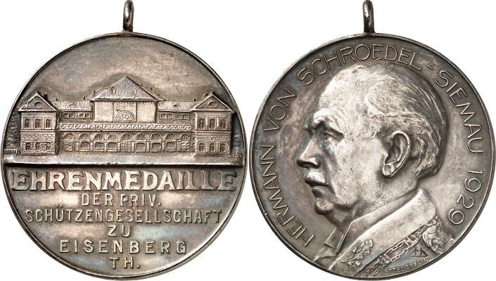 DEUTSCHE STÄDTE. 
SCHÜTZEN - DEUTSCHLAND. 
EISENBERG Th. Medaille 1929 (v.Oert...