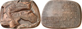 DEUTSCHE STÄDTE. 
UNIVERSITÄTEN u. benannte HOCHSCHULEN (intern.). 
LÜTTICH. Plakette 1967 (v.&nbsp;J.Vierset) Universität 150 Jahre. Lageskizze im ...
